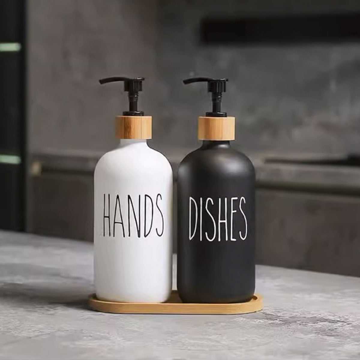 kitchen sink glass soap dispenser set