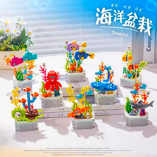 Ocean Adventure Series Exquisite Marine Animal Building Block Toys