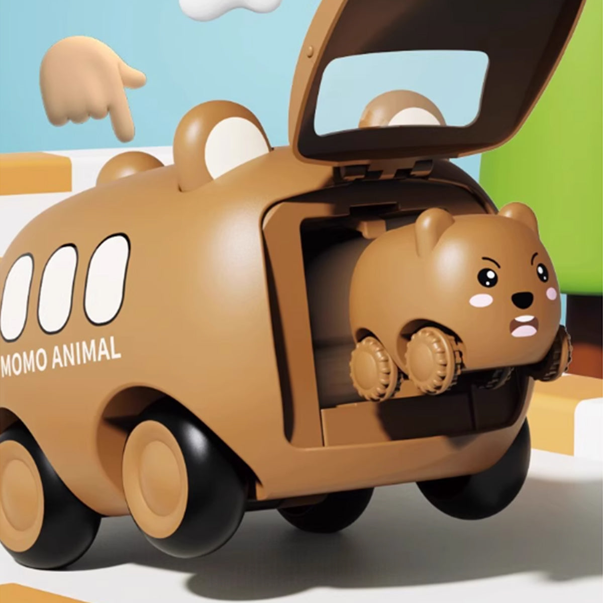 MOMO Animal Pop-Out Toy Cars - Adorable Animals Bus