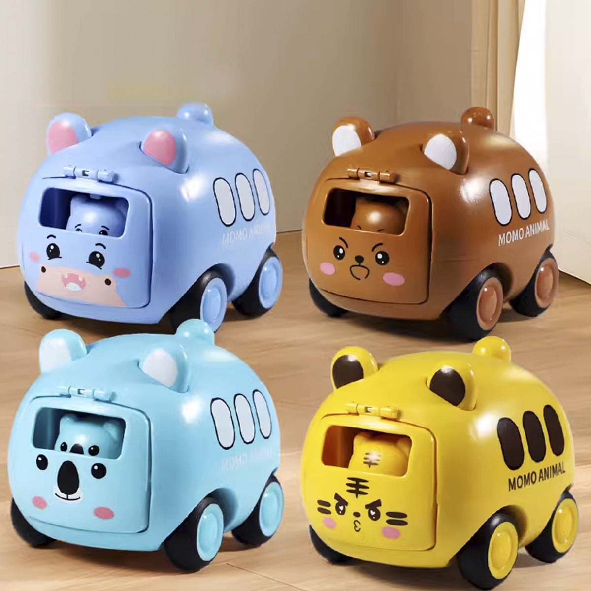 MOMO Animal Pop-Out Toy Cars - Adorable Animals Bus