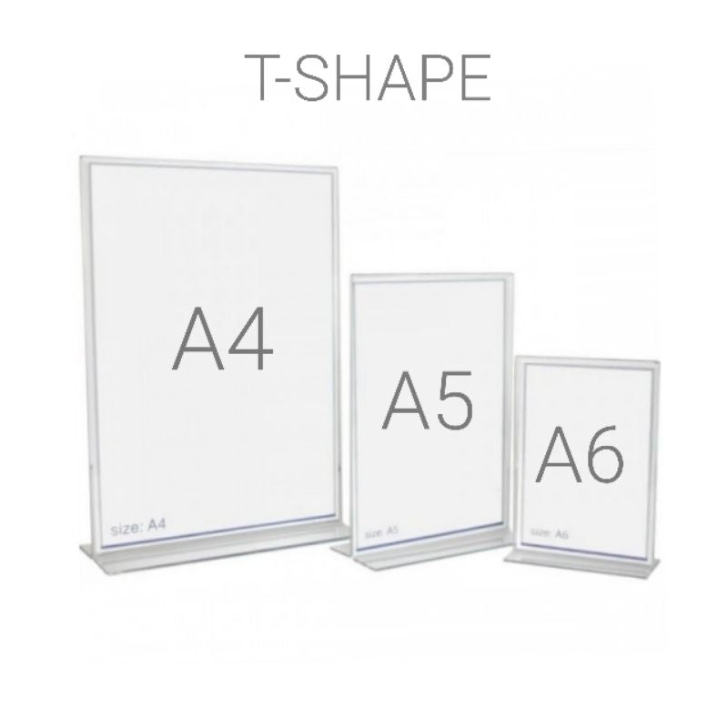 T-shape Acrylic Poster Stand A4 / A5 Size